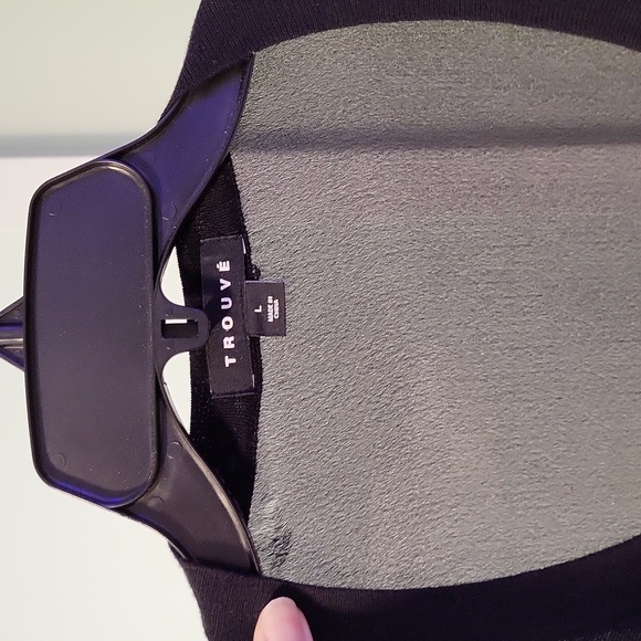 Trouve black cardigan w/ sheer mesh back, front zip - Picture 2 of 5